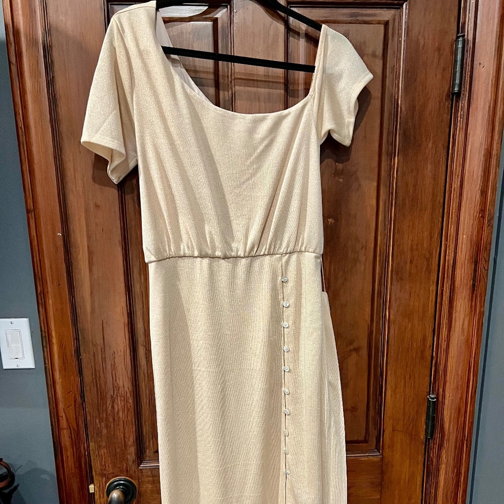 Lovers and friends nude light weight off shoulder sweater dress